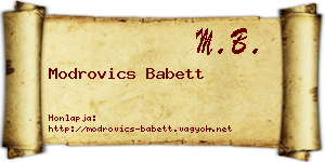 Modrovics Babett névjegykártya
